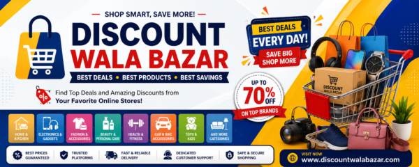 Discount Wala Bazar banner featuring the best online deals, discounts, and product recommendations.