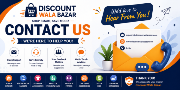 Contact Discount Wala Bazar for support, inquiries, and business partnerships.