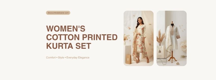 Women's Cotton Printed Kurta Set with Floral Print and Matching Dupatta