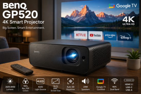 BenQ GP520 4K Smart Projector with Google TV and 2600 ANSI Lumens