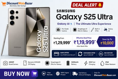 Samsung Galaxy S25 Ultra smartphone with premium titanium design and Galaxy AI features