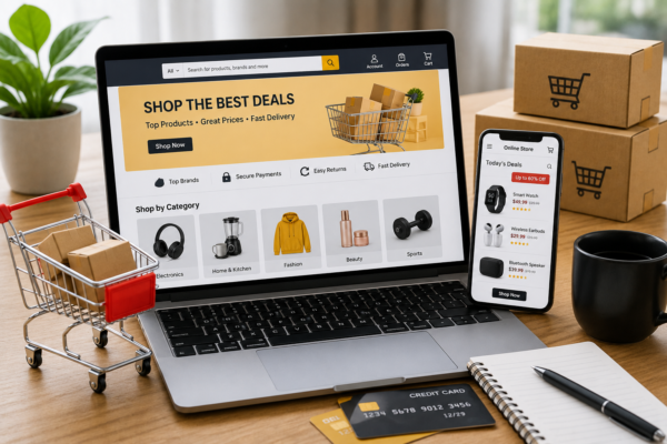 Amazon shopping guide featuring online shopping, top deals, and smart buying tips