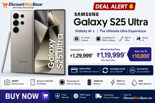 Samsung Galaxy S25 Ultra smartphone with premium titanium design and Galaxy AI features